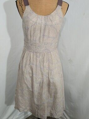 LOFT Light Pink and Lilac Patterned Midi Dress